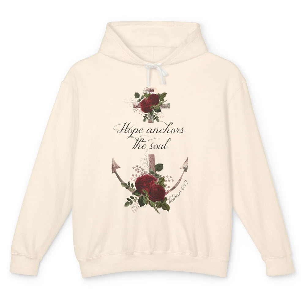 Floral Christian Hope Anchor The Soul Bible Verse Motivation Unisex Lightweight Hoodie