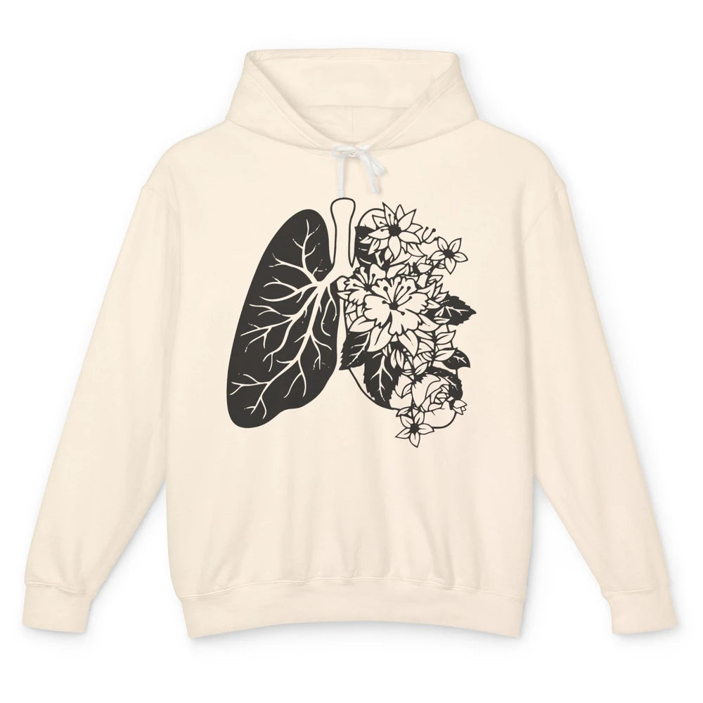 Anatomical Lungs Floral Breathe Respiratory Therapy RT Unisex Lightweight Hoodie