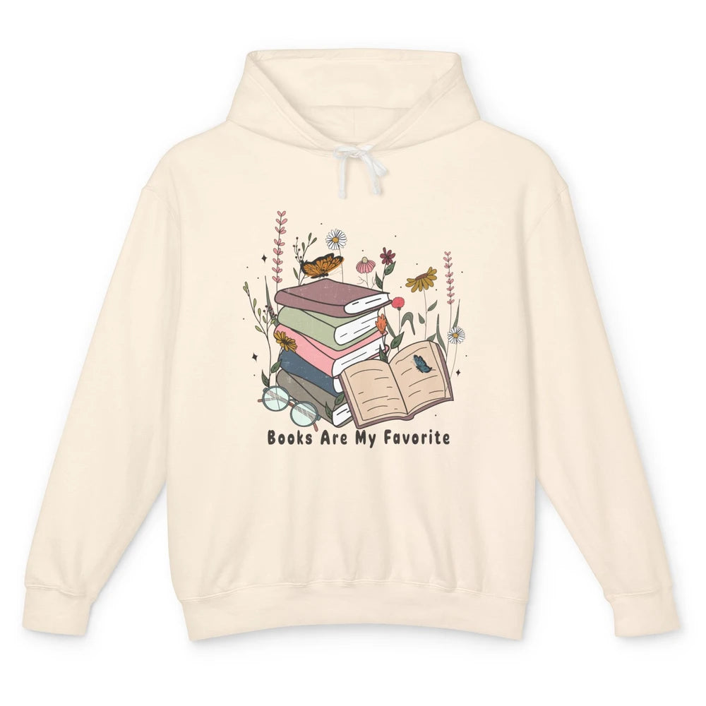 Vintage Books Are My Favorite Floral Bookish Reading Retro Unisex Lightweight Hoodie