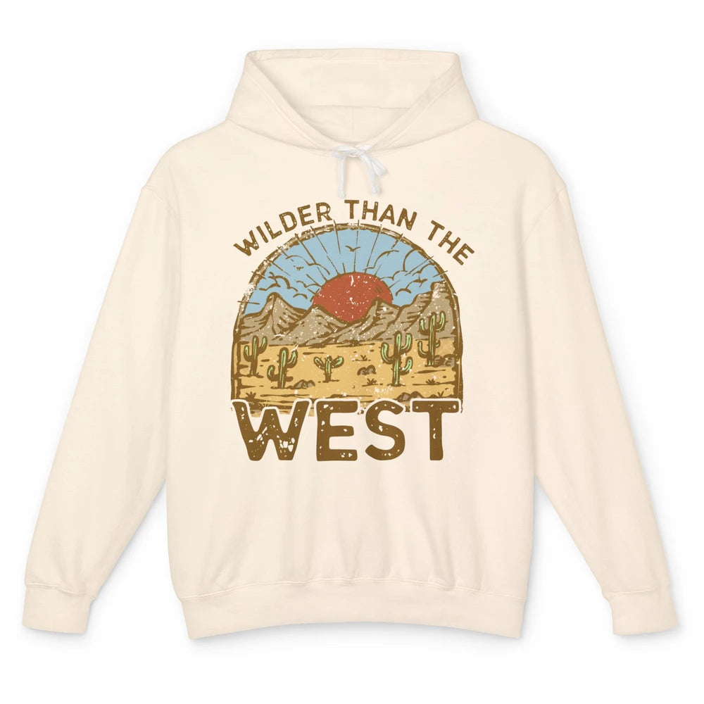 Retro Wilder Than The West Western Country Sunset Desert Unisex Lightweight Hoodie