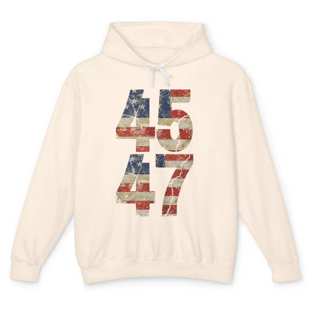 Retro 45 47 Vote Donald Trump Save America Again Republican Unisex Lightweight Hoodie