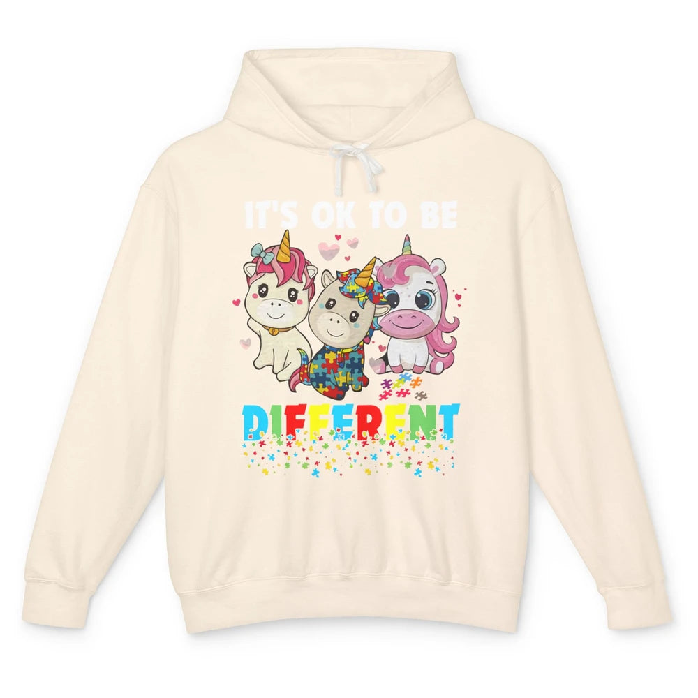 Autism Awareness Puzzles Baby Unicorn Okay To Be Different Unisex Lightweight Hoodie