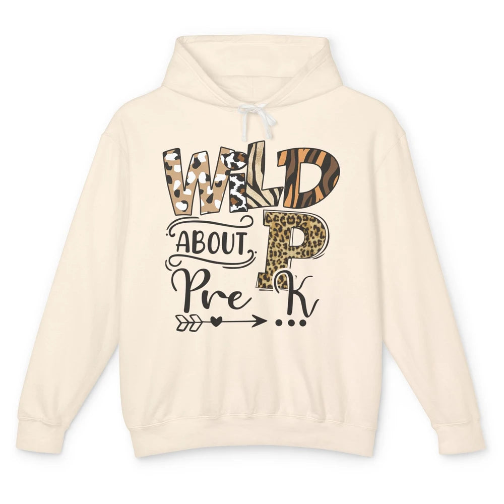 Wild About Pre-K Leopard Preschool Teacher Back To School Unisex Lightweight Hoodie