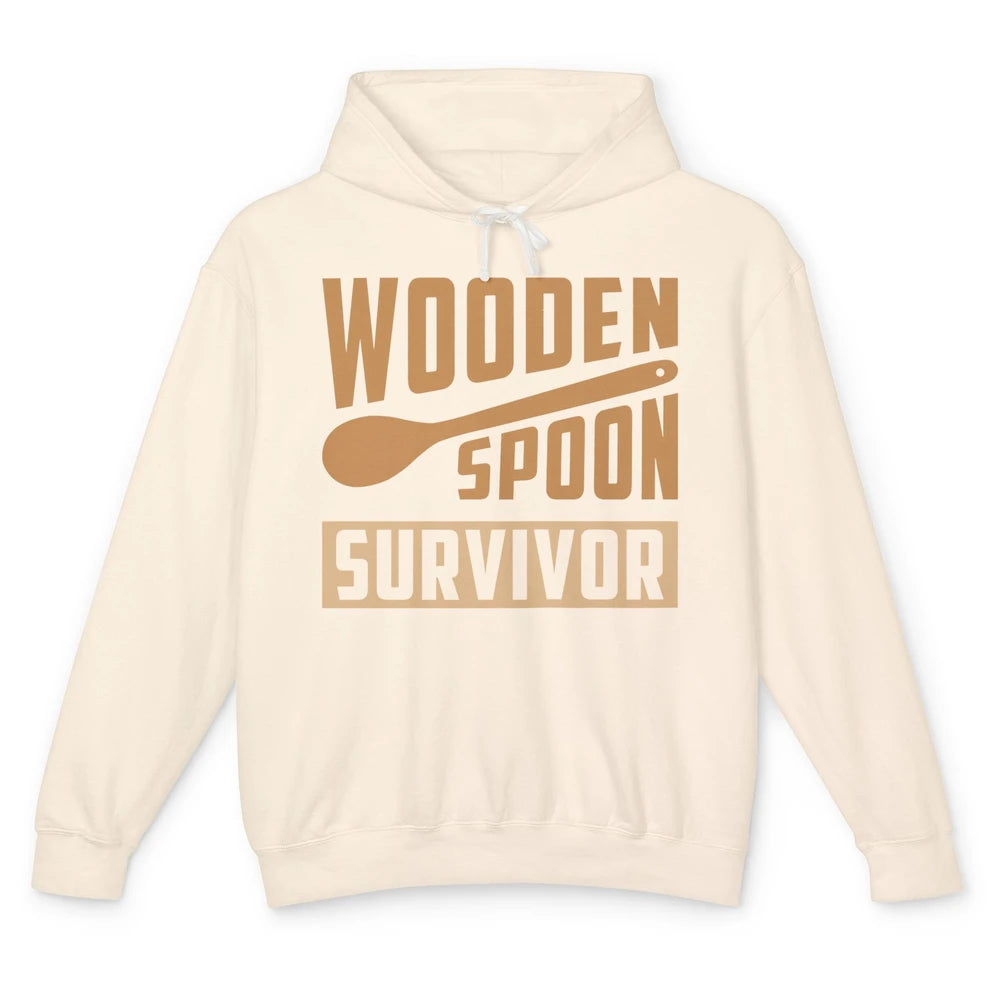 Wooden Spoon Survivor Proud Adult Humorous Kids Gift Unisex Lightweight Hoodie