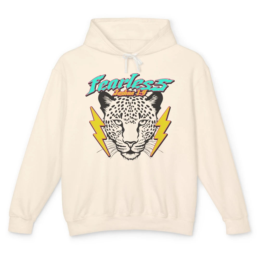 Christian Cheetah Fearless Bible Lightning Bolt Religious Unisex Lightweight Hoodie