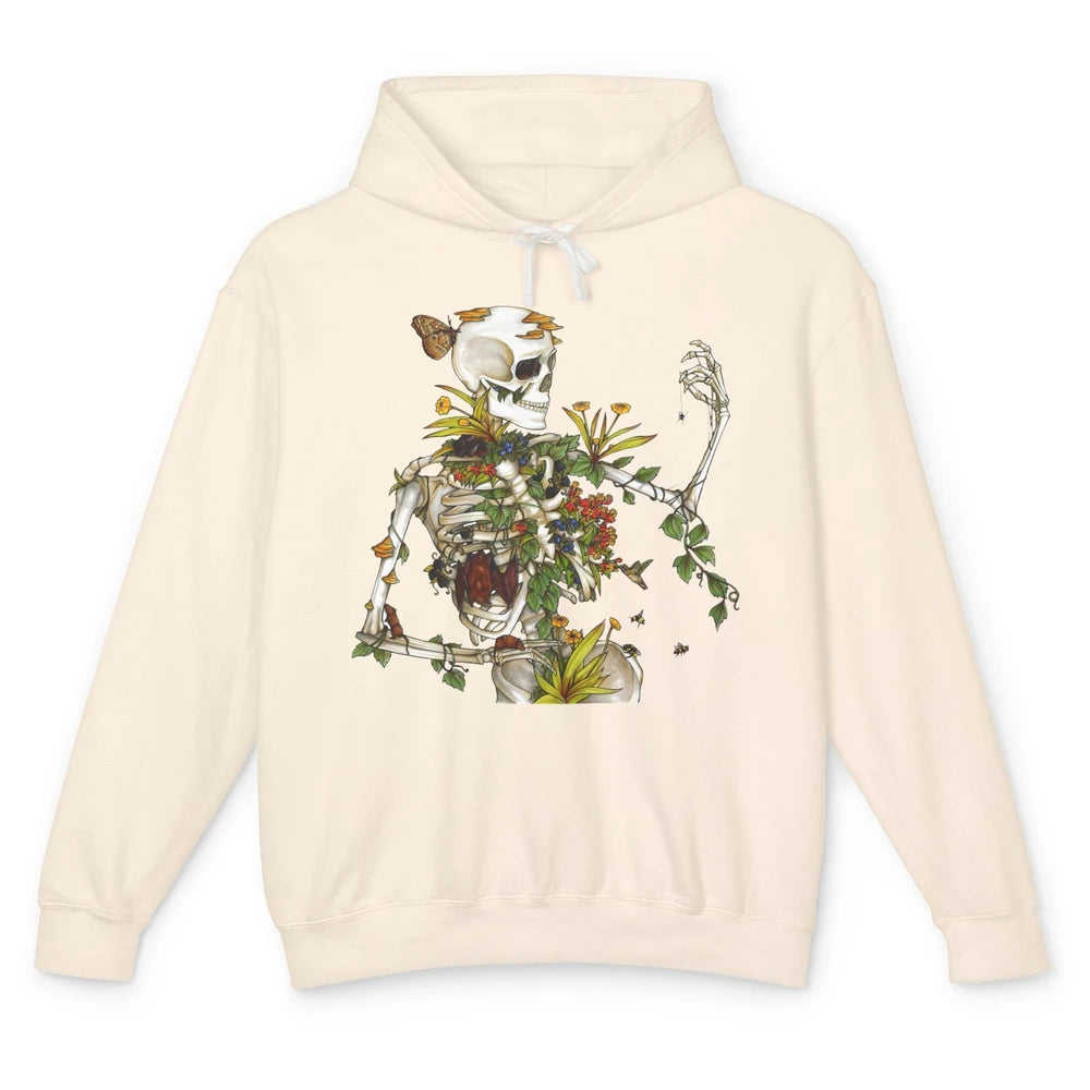 Skeleton Plant Bones and Botany Gardening Plant Lovers Unisex Lightweight Hoodie