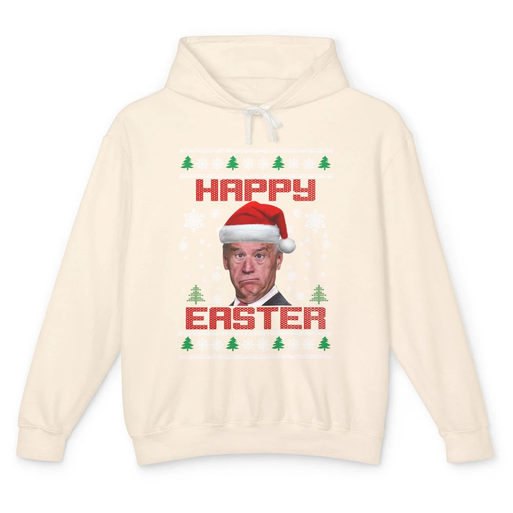 Funny Joe Biden Happy Easter Christmas Anti Joe Liberals Unisex Lightweight Hoodie