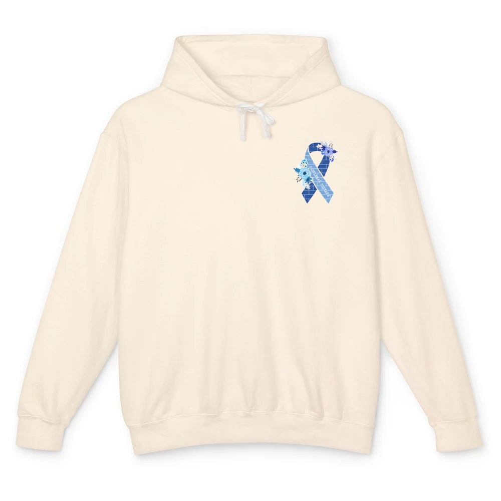 Castleman Disease Awareness Floral Blue Ribbon Rare Disease Unisex Lightweight Hoodie