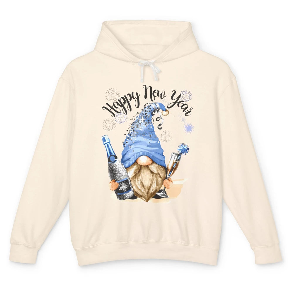 Happy New Year Gnome Champagne New Year Eve Cheer Gnomies Unisex Lightweight Hoodie