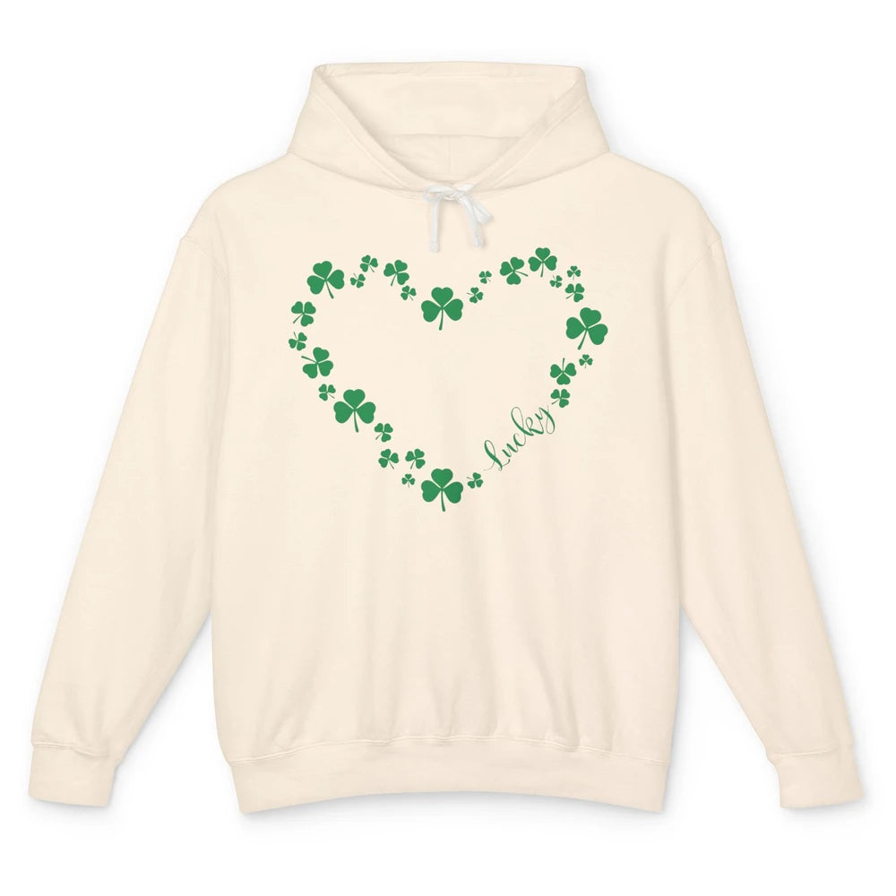 St Patricks Day Shamrock Heart Lucky St Paddy Irish Holiday Unisex Lightweight Hoodie