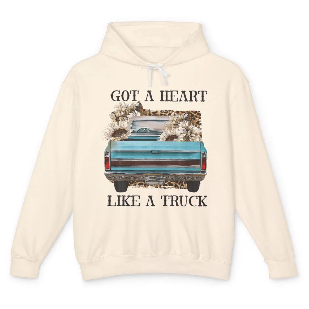 Got Heart Like Truck Sunflower Leopard Western Country Farm Unisex Lightweight Hoodie