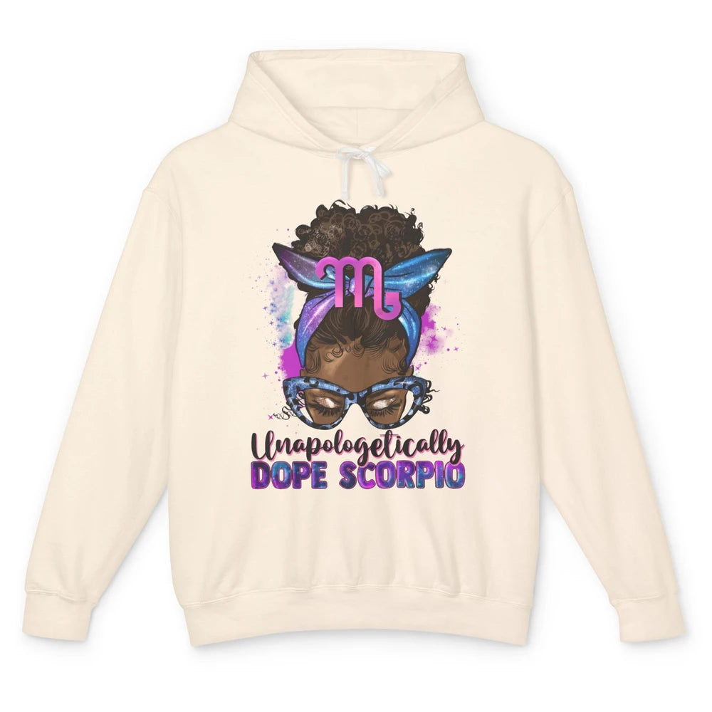 Afro Scorpio Queen Galaxy Horoscope Messy Hair Black Woman Unisex Lightweight Hoodie