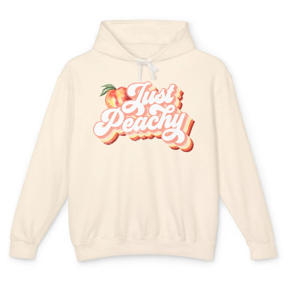 Just Peachy Retro 70s Georgia Peaches Summer Fruit Unisex Lightweight Hoodie