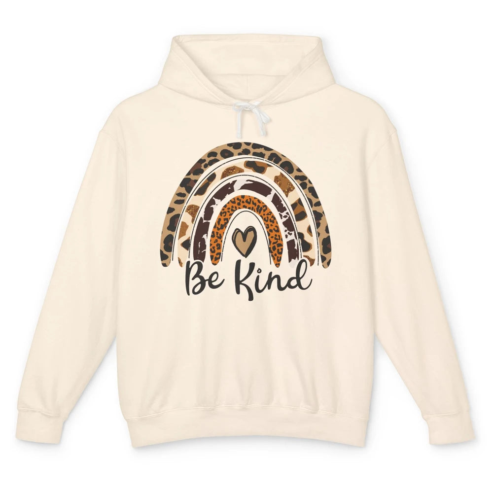 Be Kind Leopard Rainbow Cheetah Rainbow Cute Heart Love Unisex Lightweight Hoodie