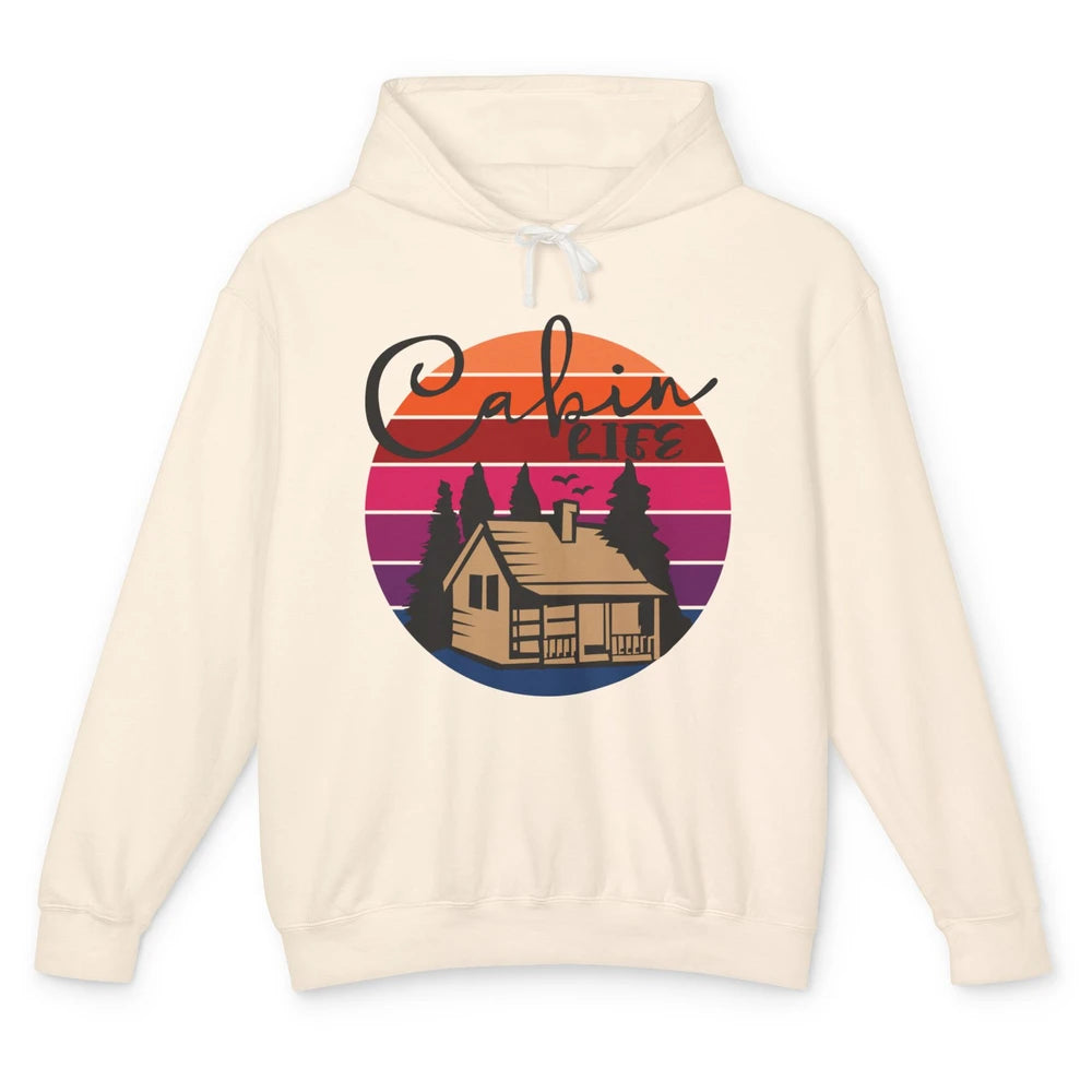 Cabin Life Vintage Cabin Camping Northern Lakes Outdoor Life Unisex Lightweight Hoodie