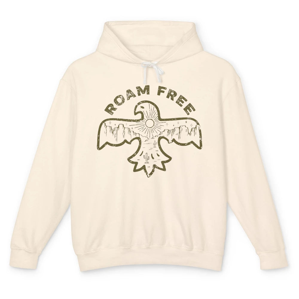 Retro Thunderbird Desert Cactus Roam Free Western Country Unisex Lightweight Hoodie