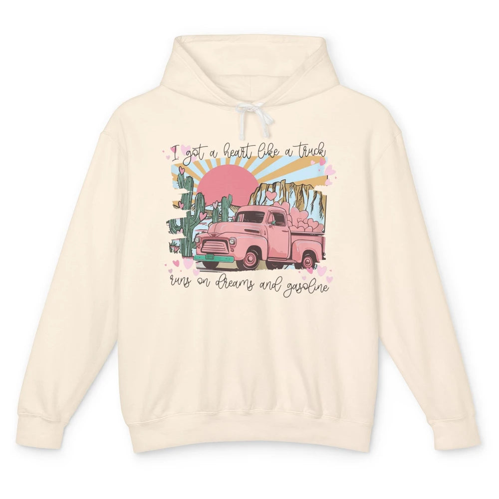 Western Sunset Cowgirl I Got Heart Like Truck Rodeo Cactus Unisex Lightweight Hoodie