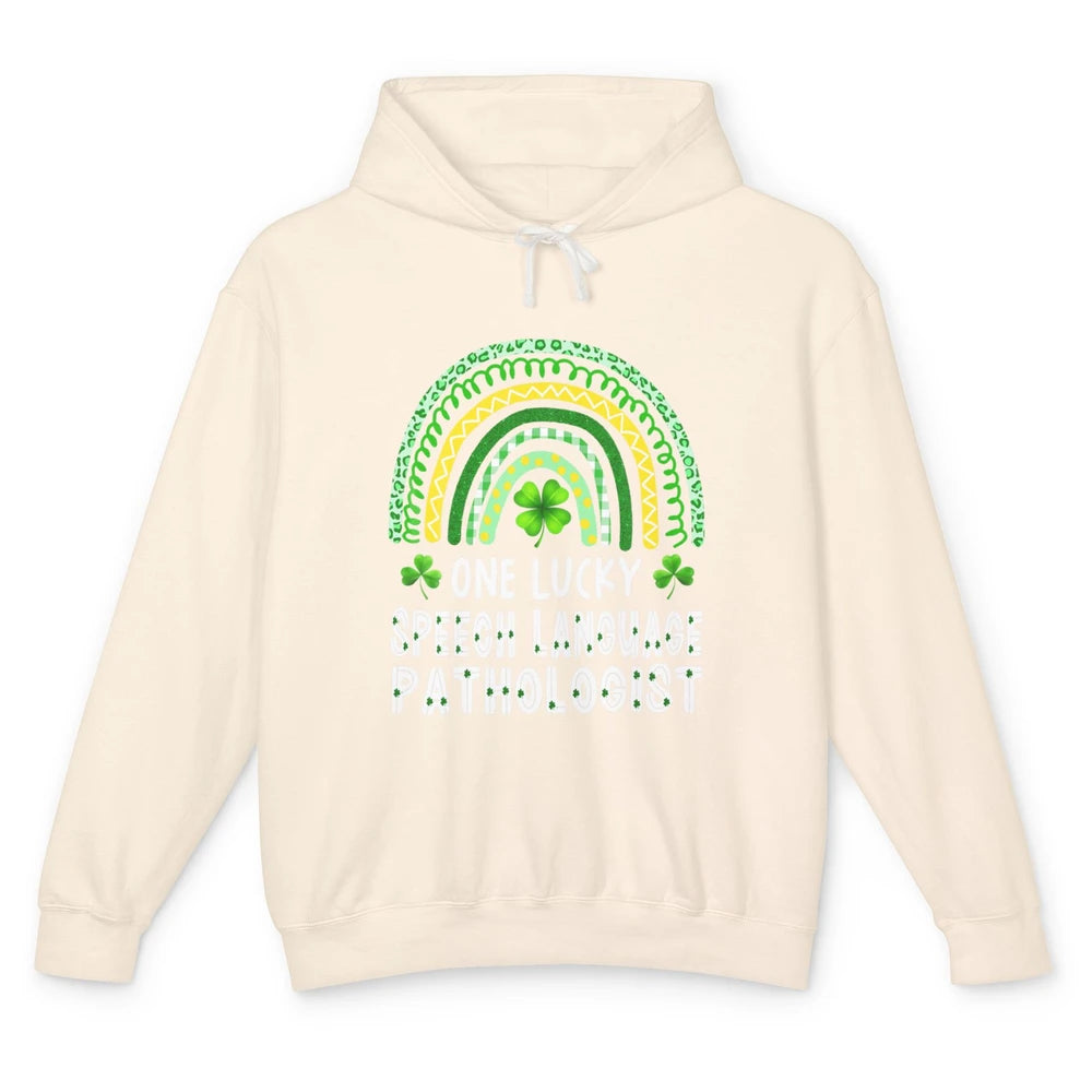 Lucky Speech Language Pathologist SLP Rainbow St Patrick Day Unisex Lightweight Hoodie