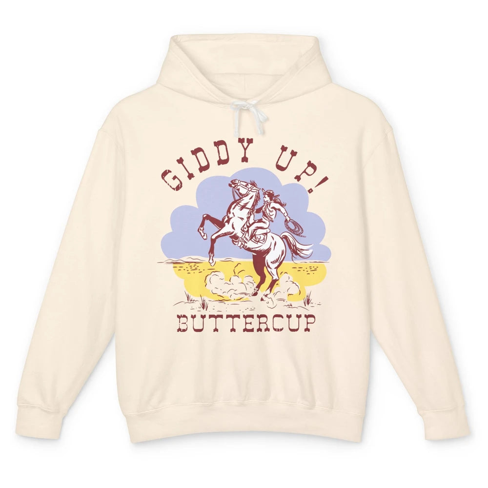 Retro Cowgirl Hold Your Horse Giddy Up Western Cowboy Gift Unisex Lightweight Hoodie