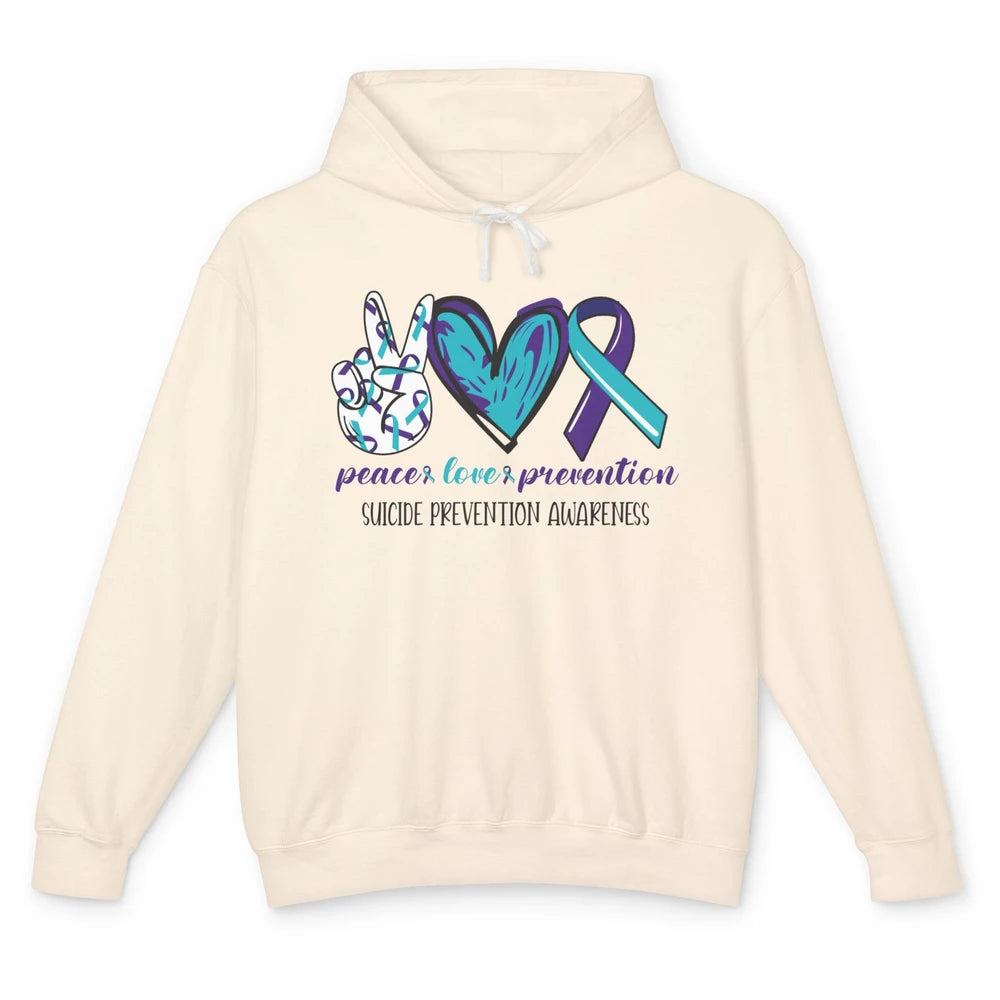 Suicide Prevention Awareness Ribbon Peace Love Prevention Unisex Lightweight Hoodie