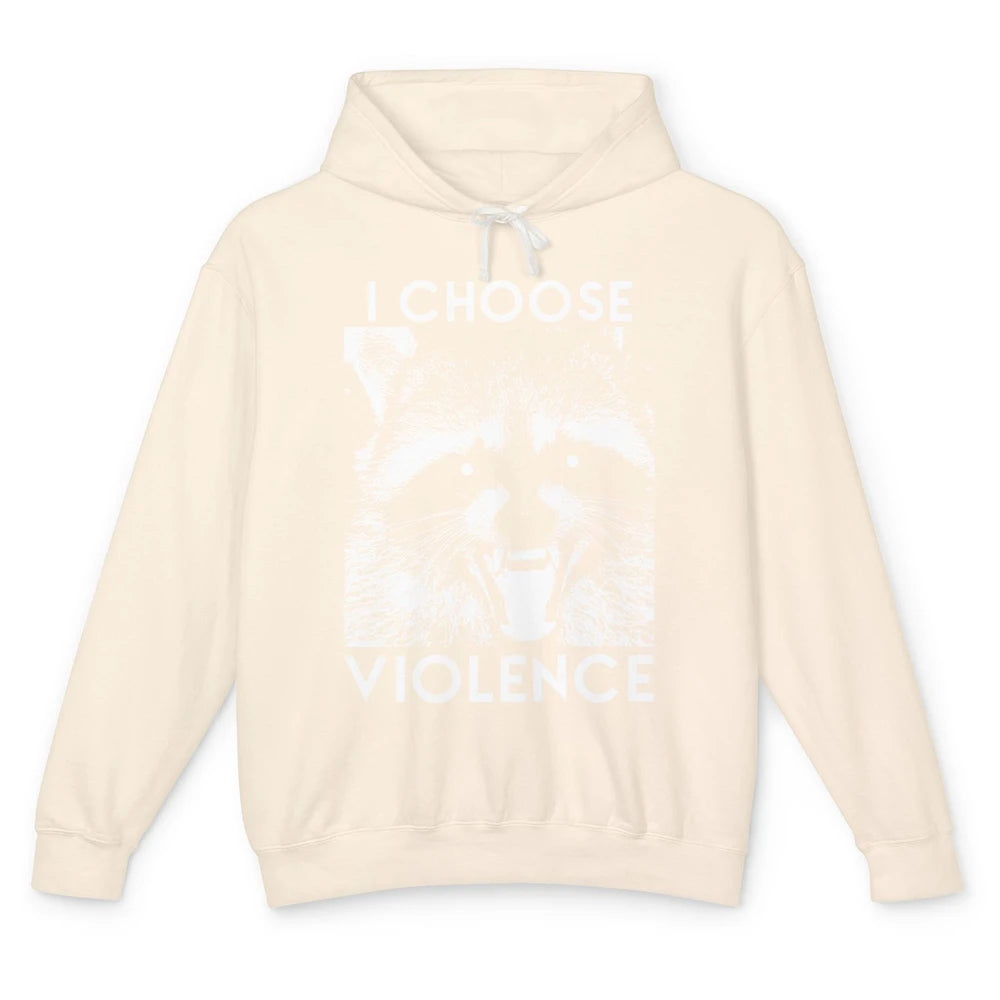 Funny Raccoon Disobey I Choose Violence Sarcastic Raccoon Unisex Lightweight Hoodie