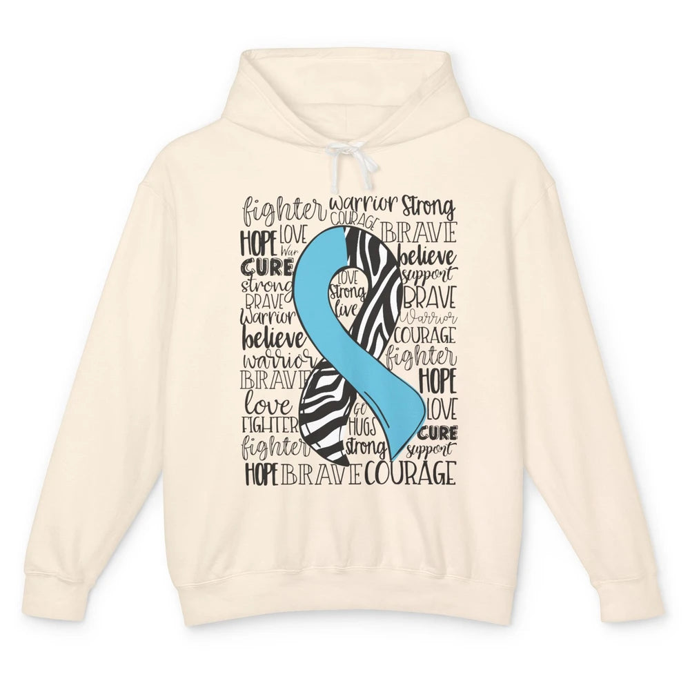 Hereditary Angioedema Awareness Zebra Blue Ribbon Hope Love Unisex Lightweight Hoodie