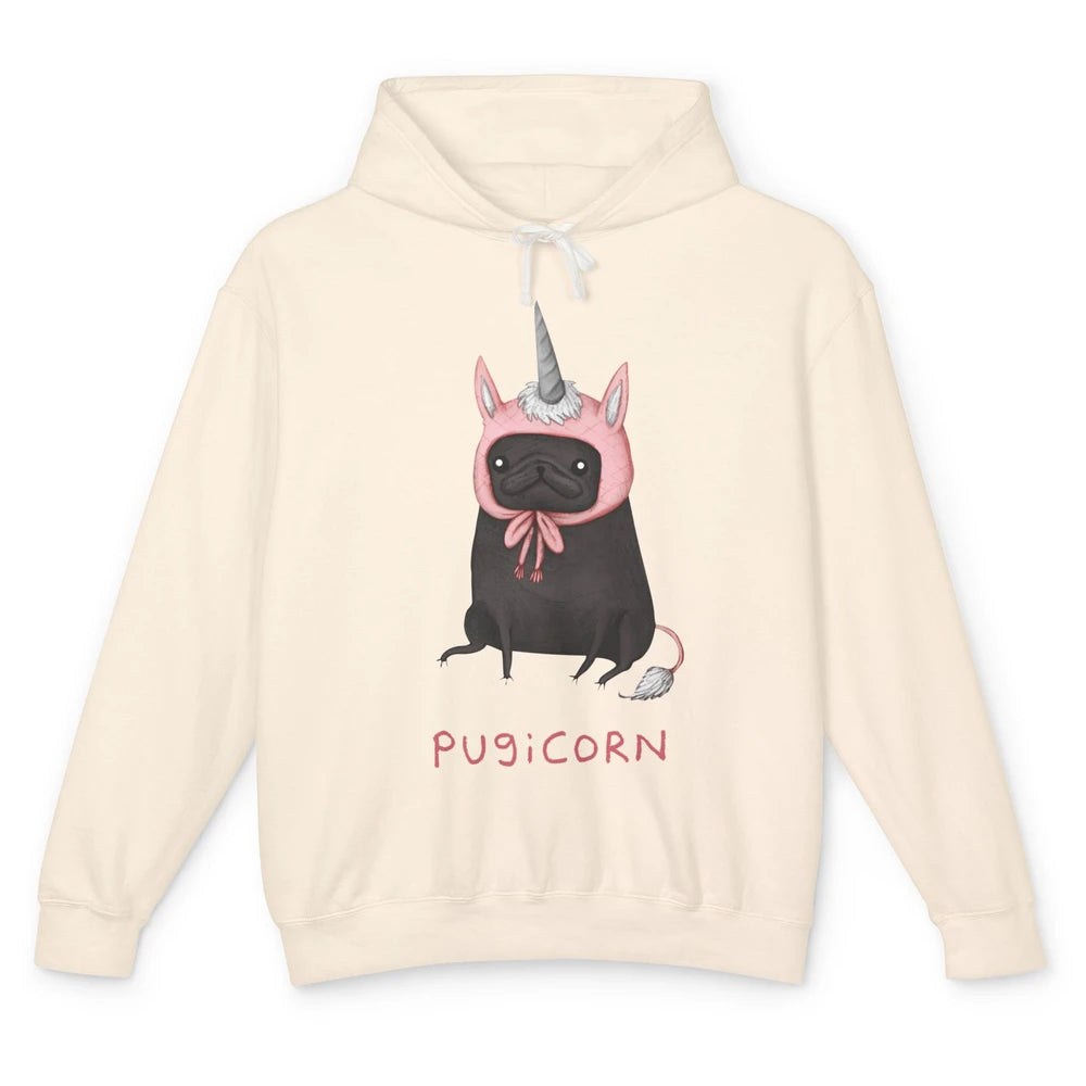 Funny Pug Unicorn Parody Costume Pug Mom Animal Humorous Unisex Lightweight Hoodie