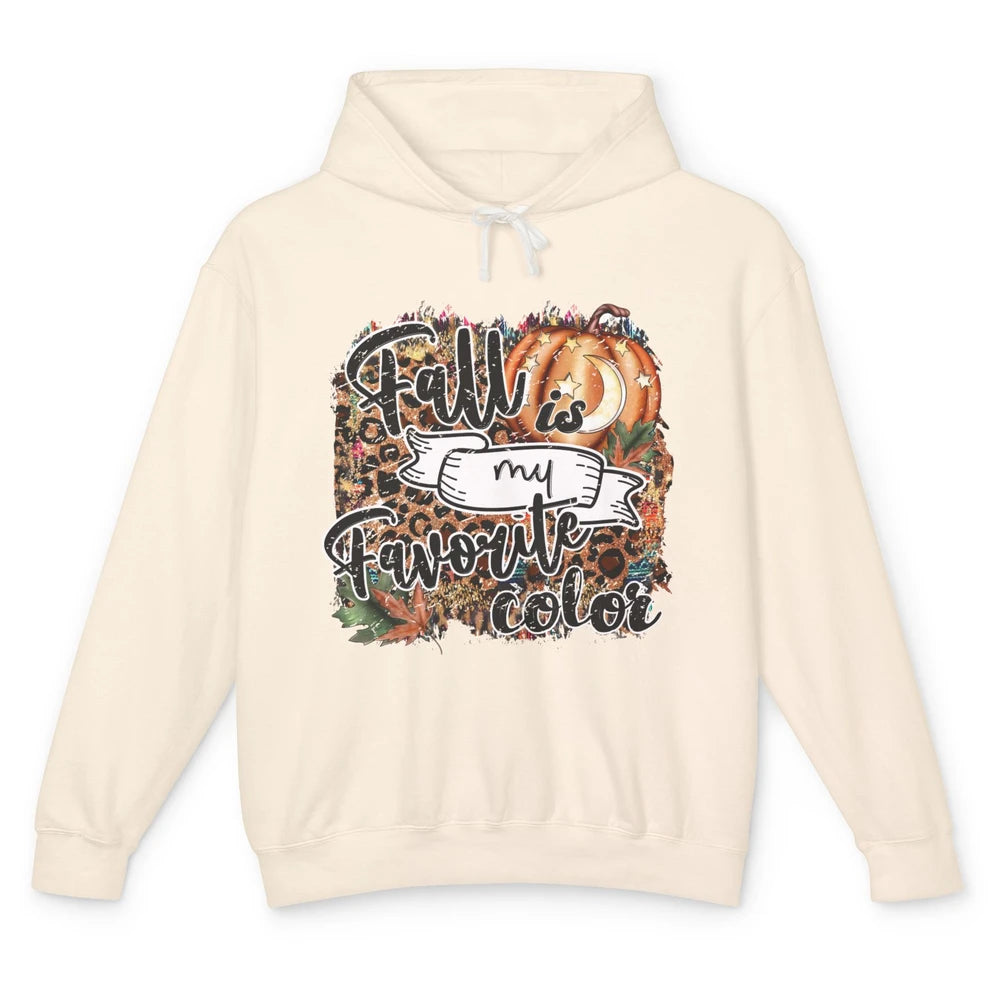 Retro Pumpkin Fall Is My Favorite Color Leopard Autumn Gift Unisex Lightweight Hoodie