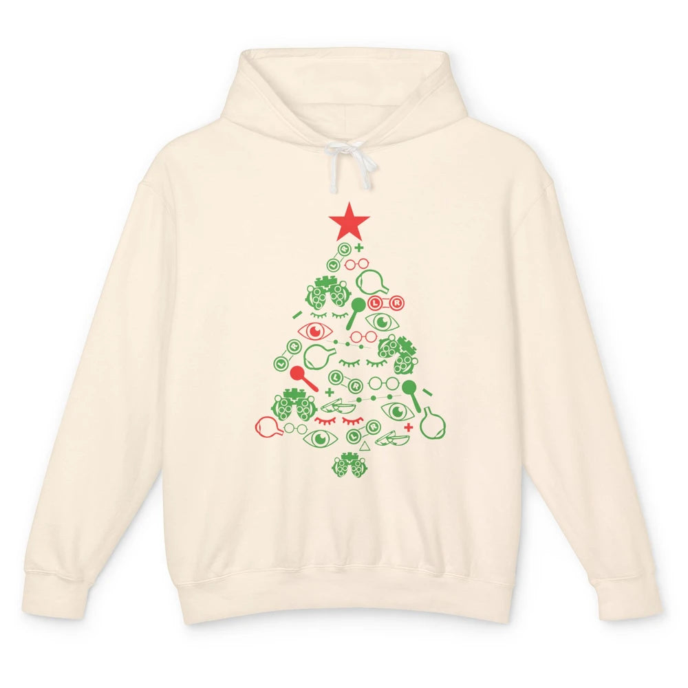 Funny Optometrist Symbols Christmas Tree Optician Optometry Unisex Lightweight Hoodie