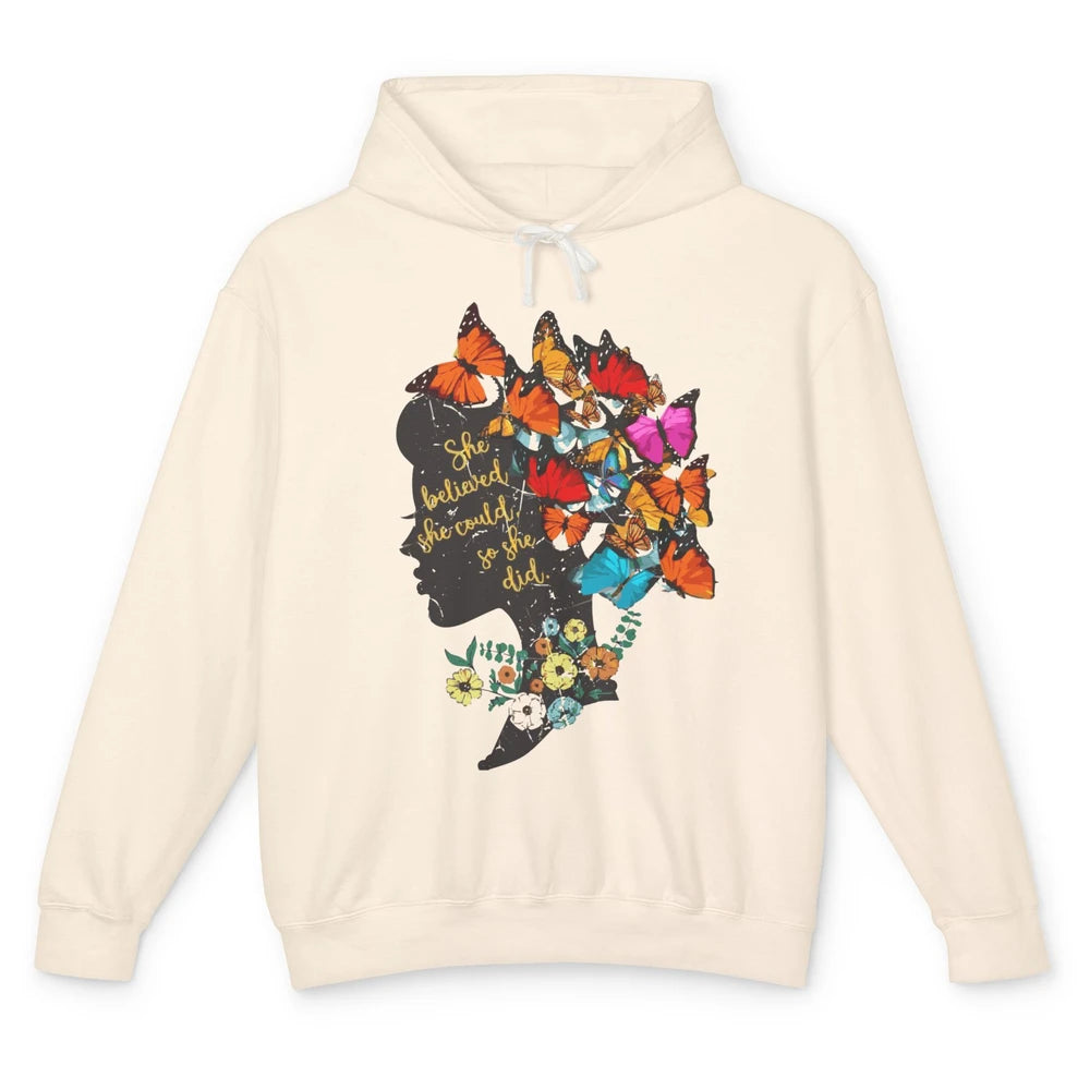 Floral Women Butterfly Inspirational Saying Mental Health Unisex Lightweight Hoodie