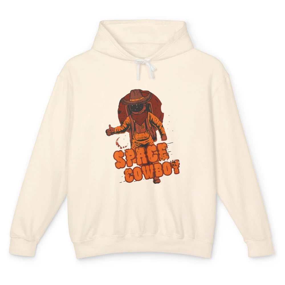 Retro Space Cowboy Cowgirl Rodeo Horse Astronaut Western Unisex Lightweight Hoodie