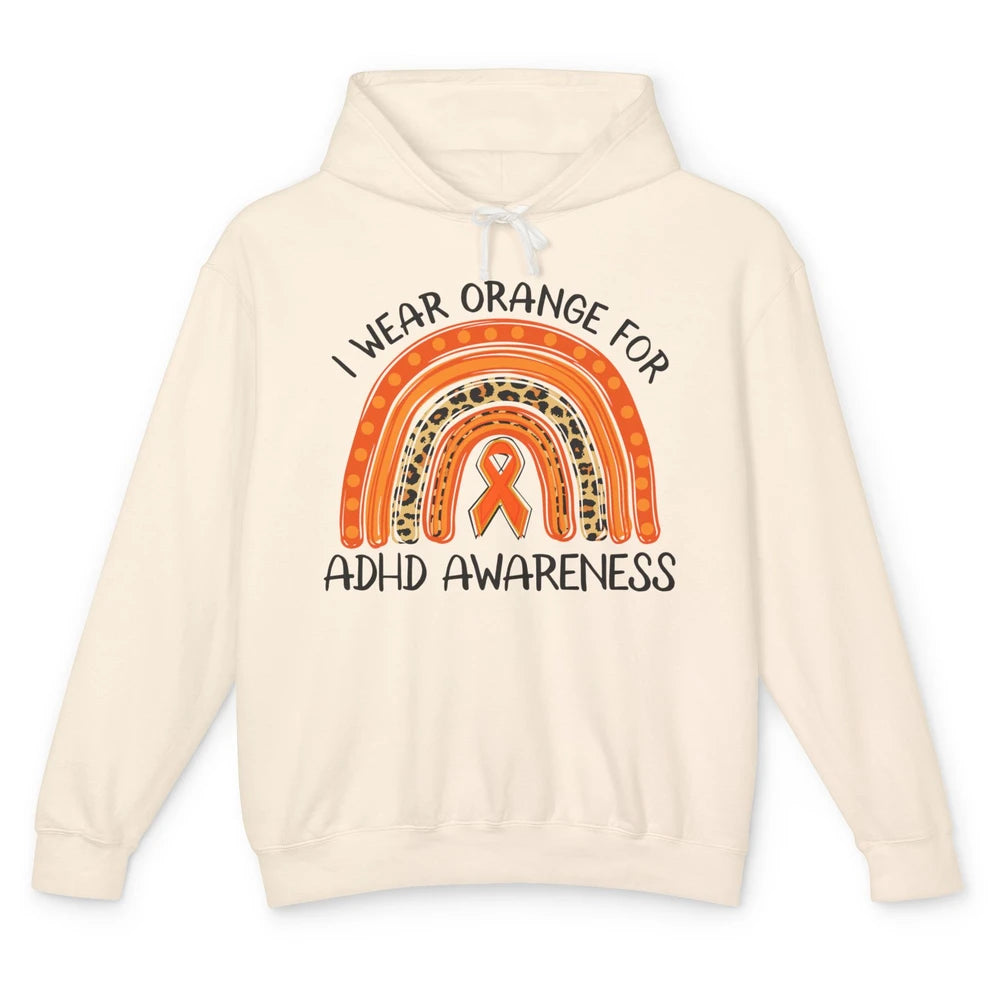 ADHD Awareness Month I Wear Orange For ADHD Rainbow Ribbon Unisex Lightweight Hoodie