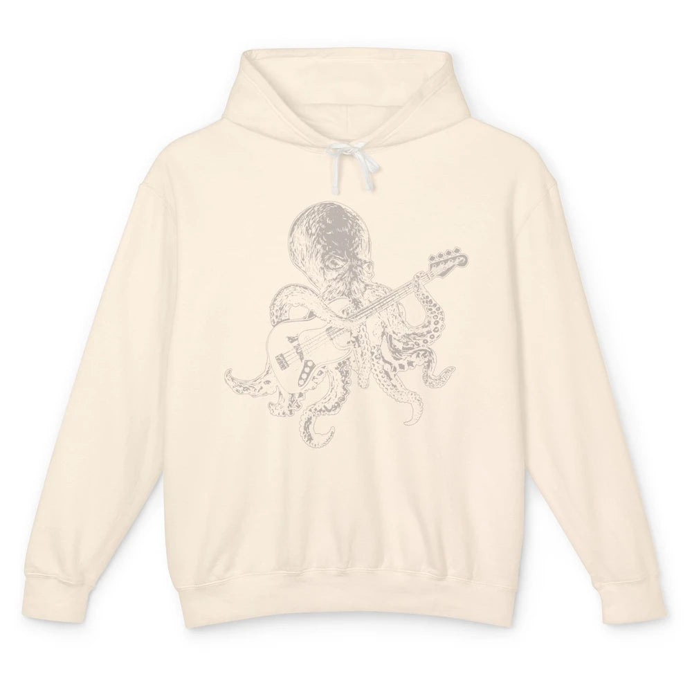 Funny Octopus Playing Guitar Guitarist Musician Bassist Unisex Lightweight Hoodie