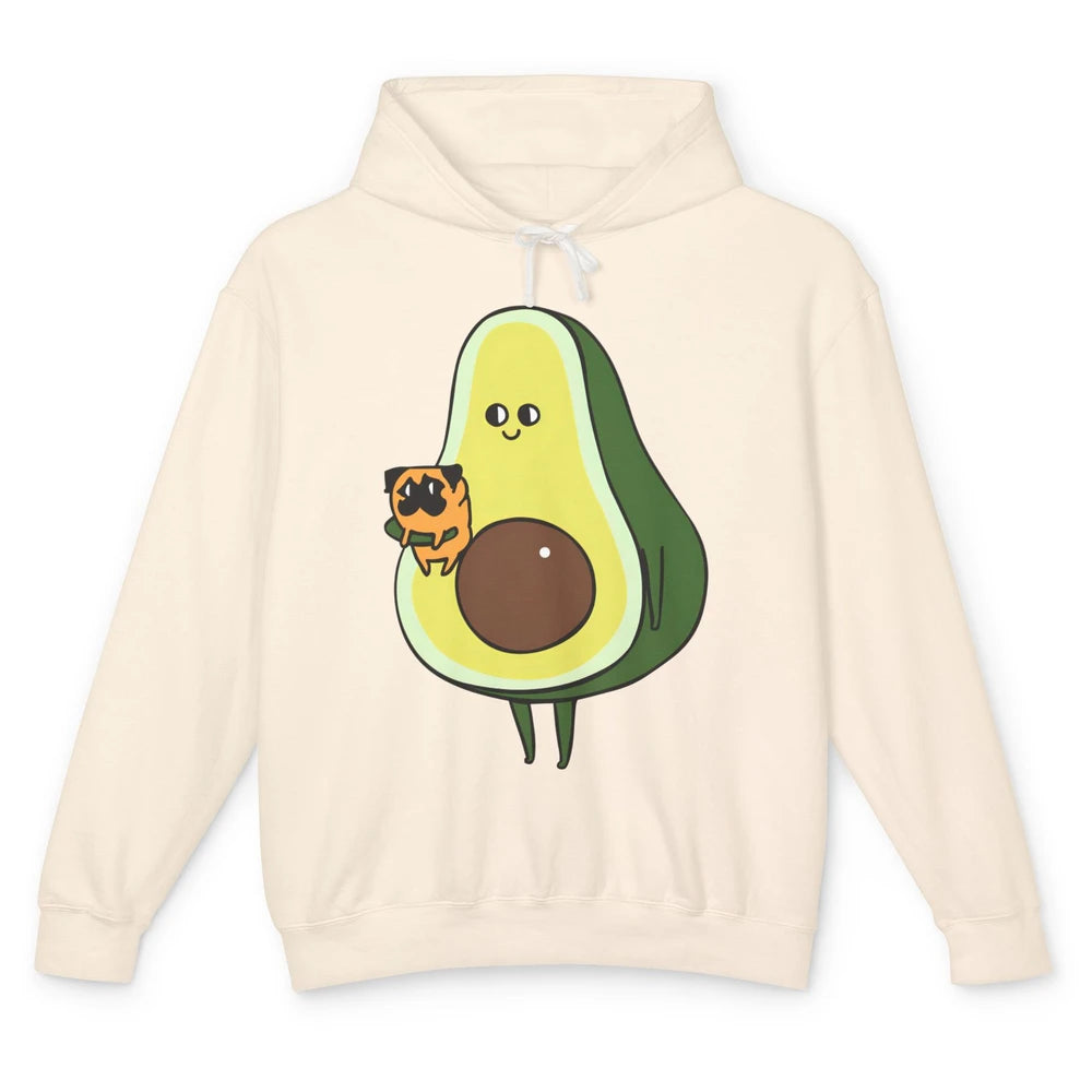 Avocado With Pug Funny Avocado Vegan Pug Lovers Gift Unisex Lightweight Hoodie