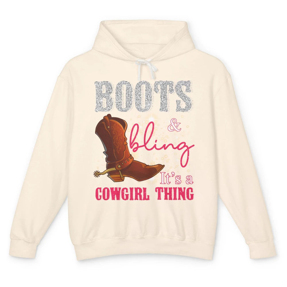 Western Country Cowgirl Thing Boots Bling Women Rodeo Cowboy Unisex Lightweight Hoodie