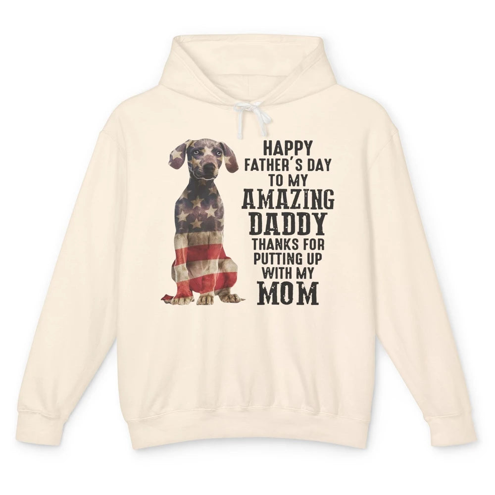 US Flag Weimaraner Dad Happy Fathers Day To My Amazing Daddy Unisex Lightweight Hoodie