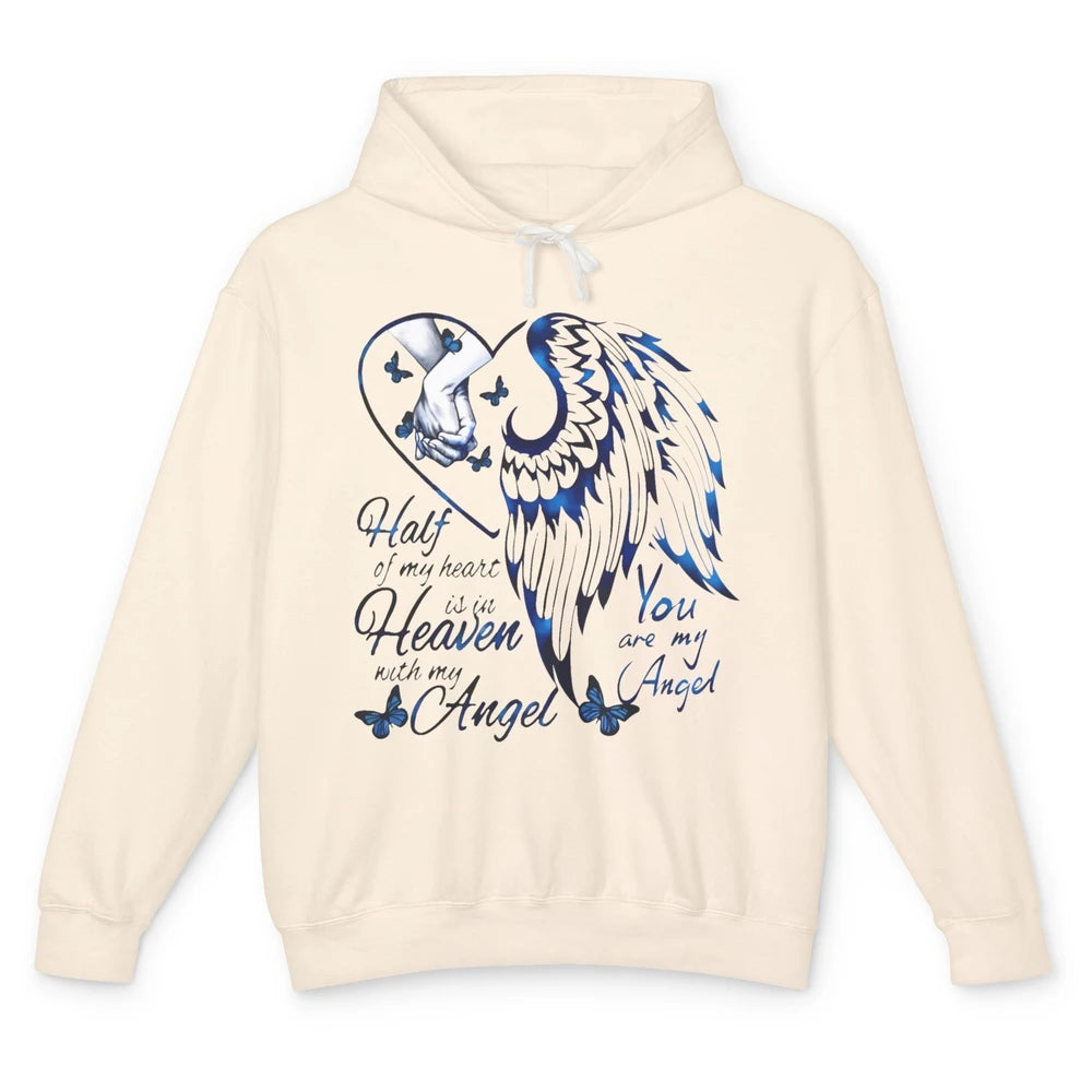 Half Of My Heart Is In Heaven With My Angel In Loving Memory Unisex Lightweight Hoodie