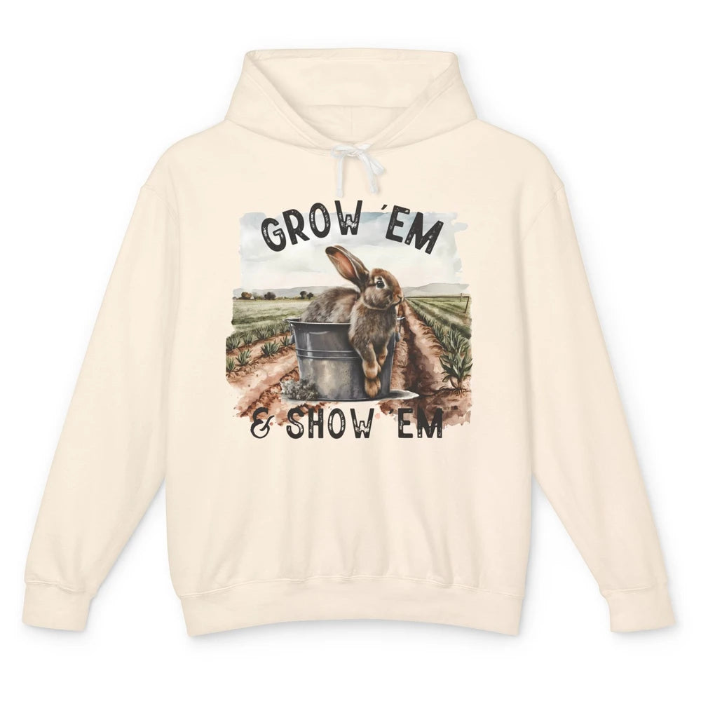 Baby Rabbit On The Farm Grow Em Show Em Western Farm Life Unisex Lightweight Hoodie