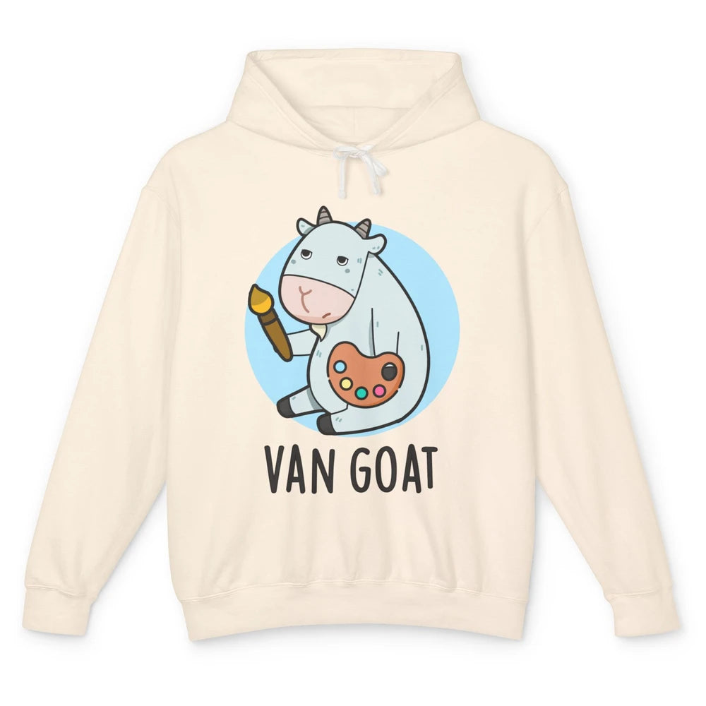 Funny Van Goat Humor Cute Farm Animal Artist Pun Sarcastic Unisex Lightweight Hoodie