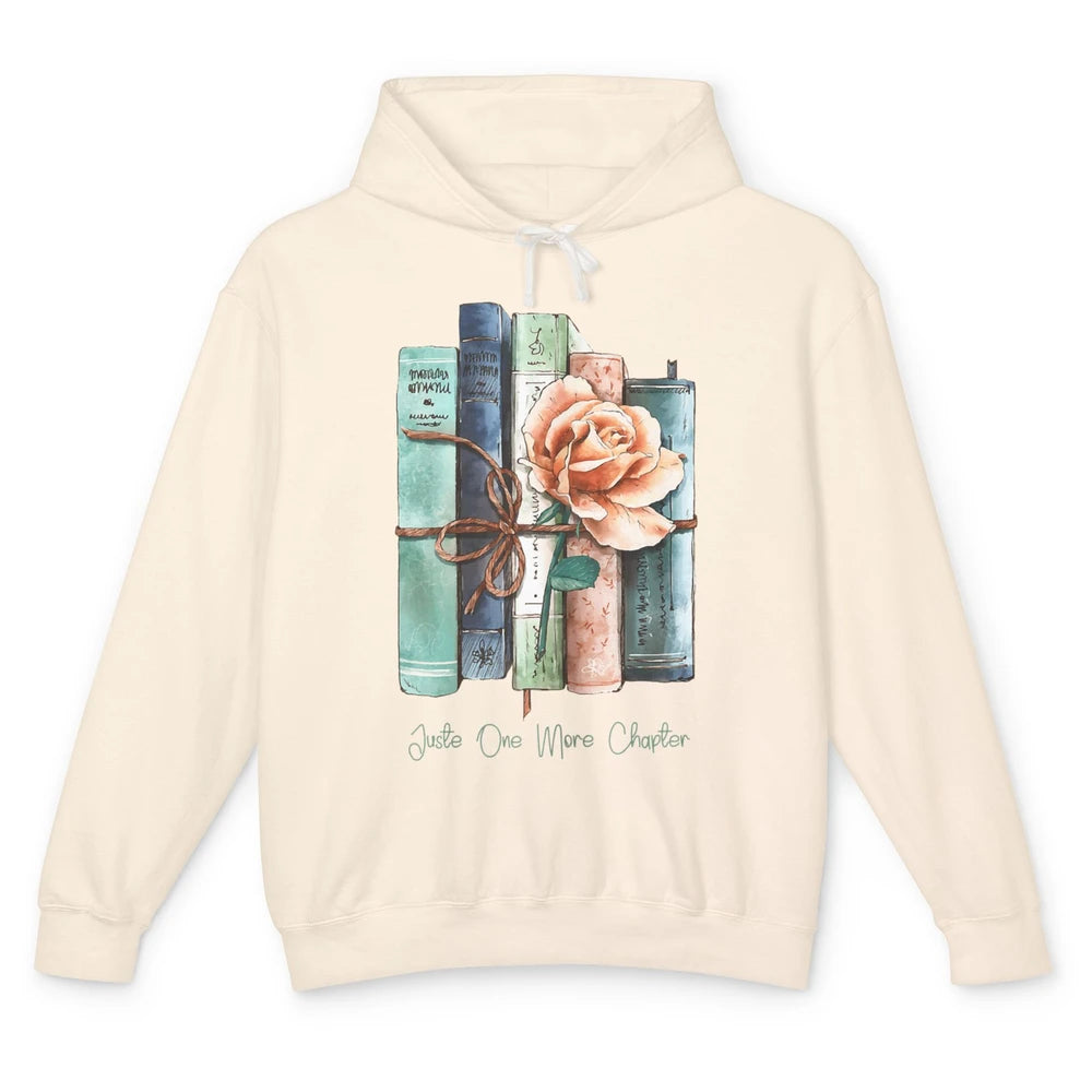 Just One More Chapter Minimalist Floral Book Page Aesthetic Unisex Lightweight Hoodie