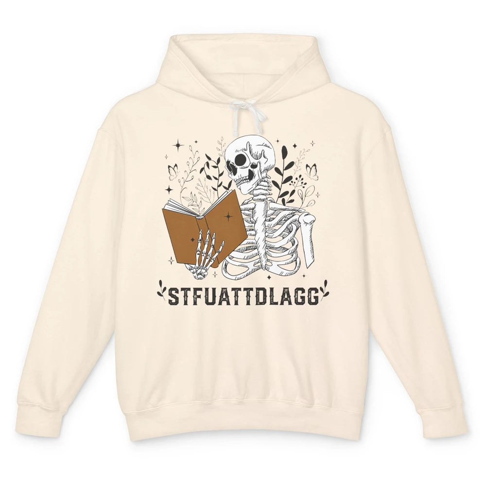 Funny Skeleton Reading Book STFUATTDLAGG Romance Smut Reader Unisex Lightweight Hoodie