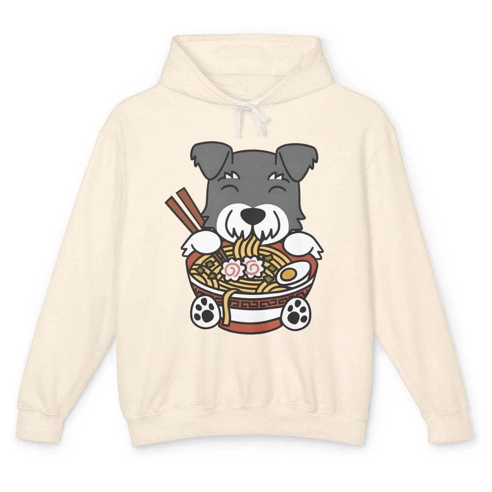 Funny Schnauzer Dog Ramen Noodle Bowl Japanese Kawaii Unisex Lightweight Hoodie