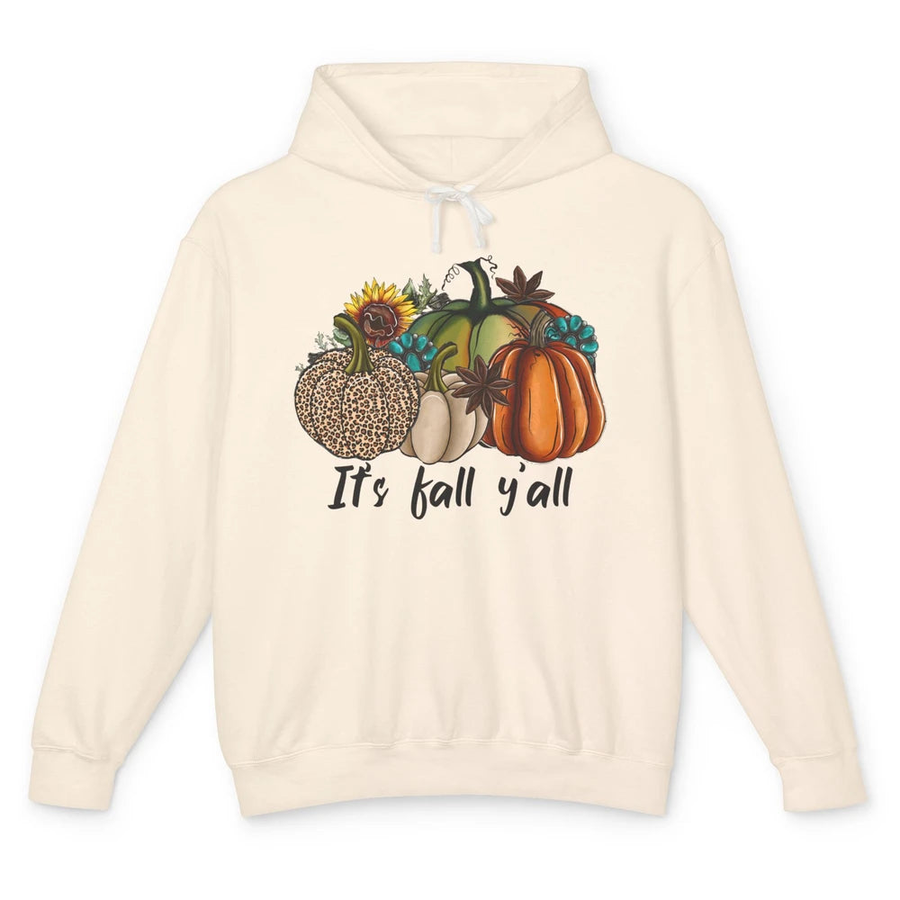 Leopard Pumpkin It's Fall Yall Fall Leaves Western Autumn Unisex Lightweight Hoodie