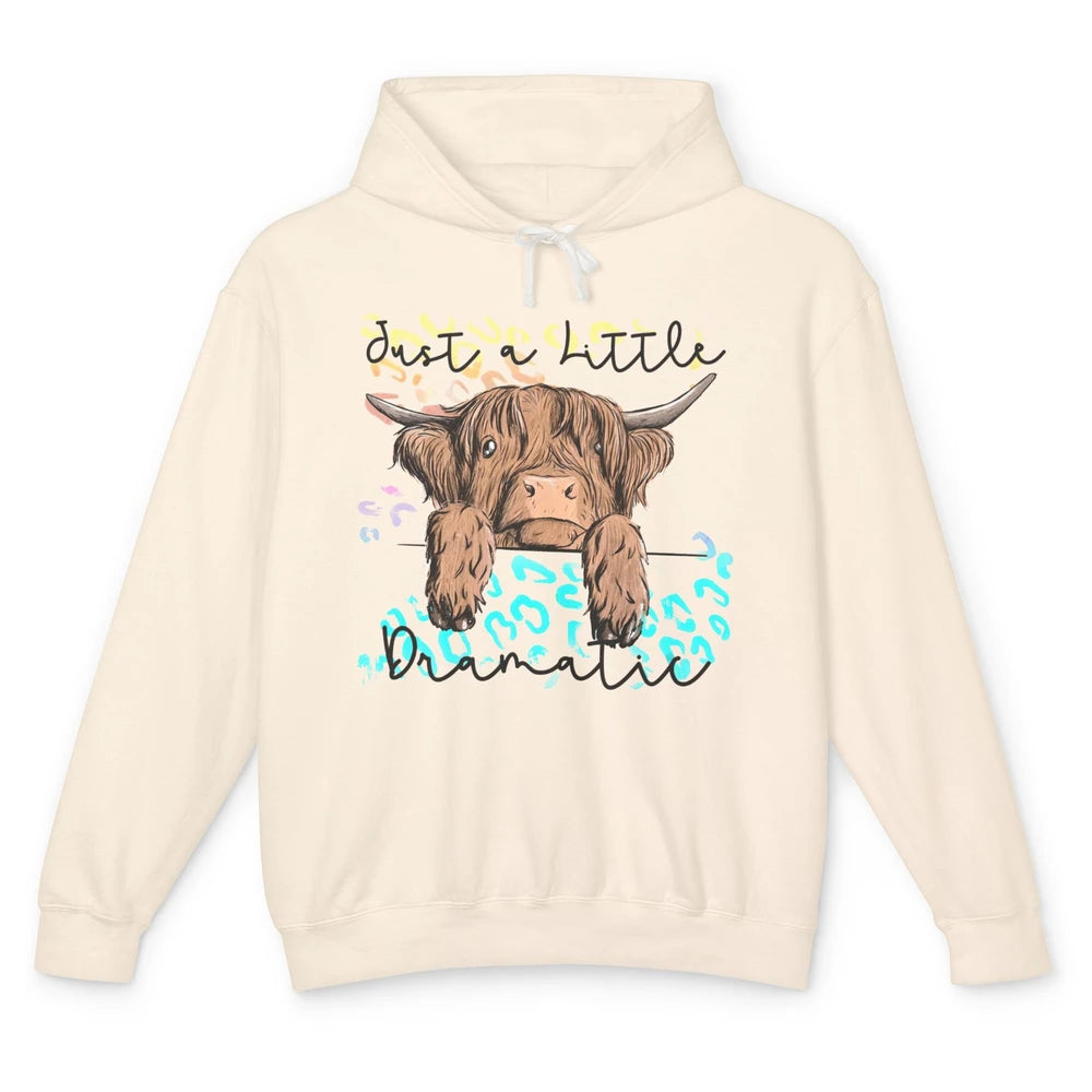 Funny Baby Highland Cow Just A Little Dramatic Western Cow Unisex Lightweight Hoodie