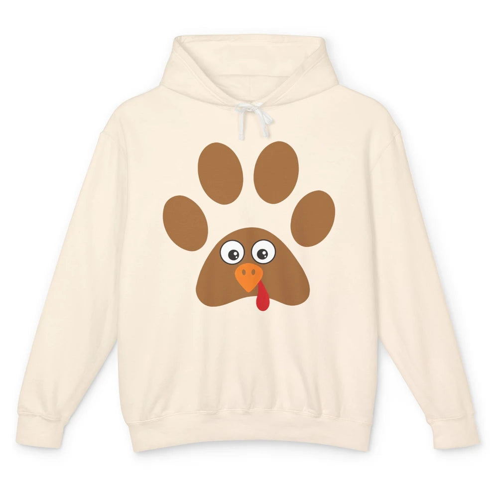 Turkey Pawprint Dog Paw Thanksgiving Cute Puppy Turkey Day Unisex Lightweight Hoodie