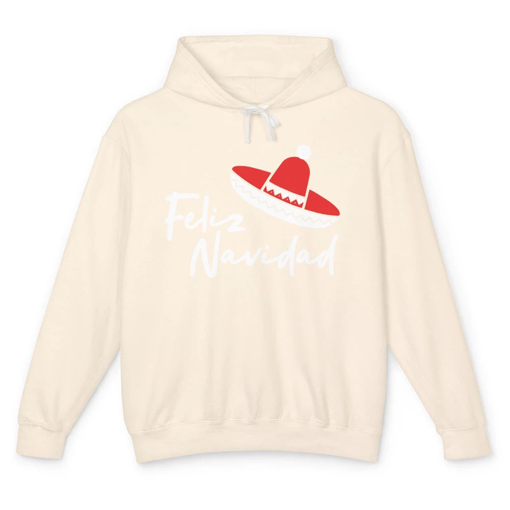 Funny Feliz Navidad Spanish Christmas Mexican Sombrero Gift Unisex Lightweight Hoodie