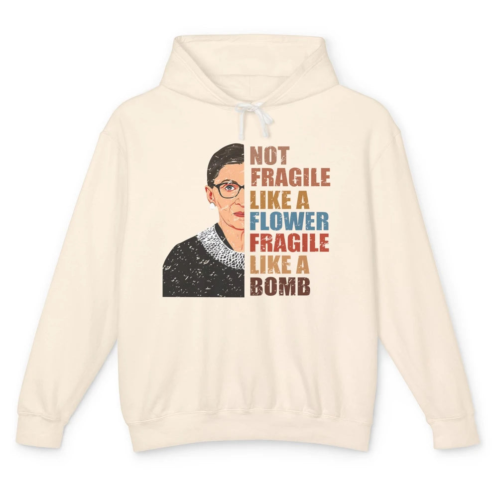 Retro Notorious RBG Fragile Like A Bomb Feminist Women Right Unisex Lightweight Hoodie