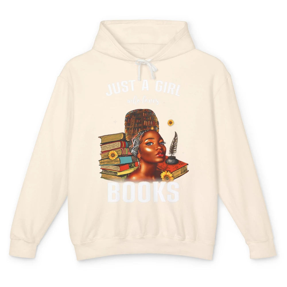 Black Girl Just A Girl Loves Books Magic Librarian Read Book Unisex Lightweight Hoodie