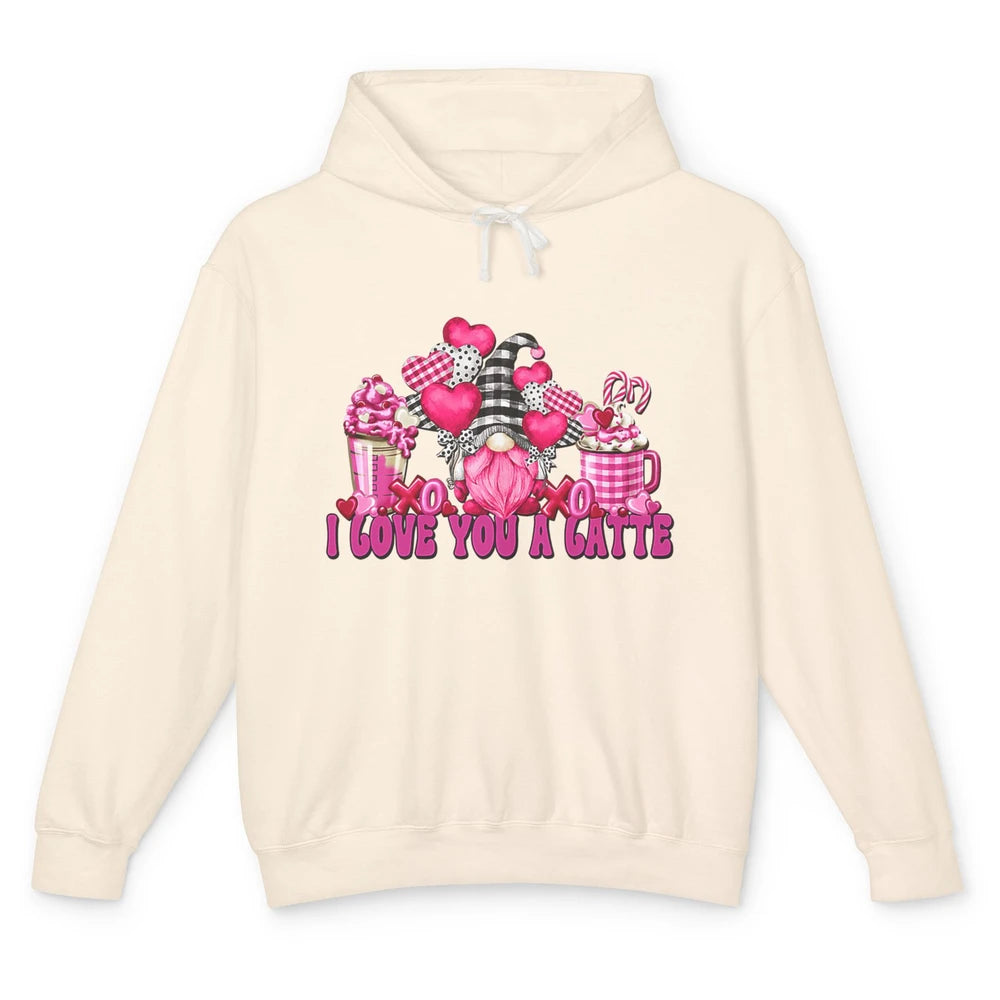 Pink Gnome And Valentines Day Latte Mugs I Love You Coffee Unisex Lightweight Hoodie