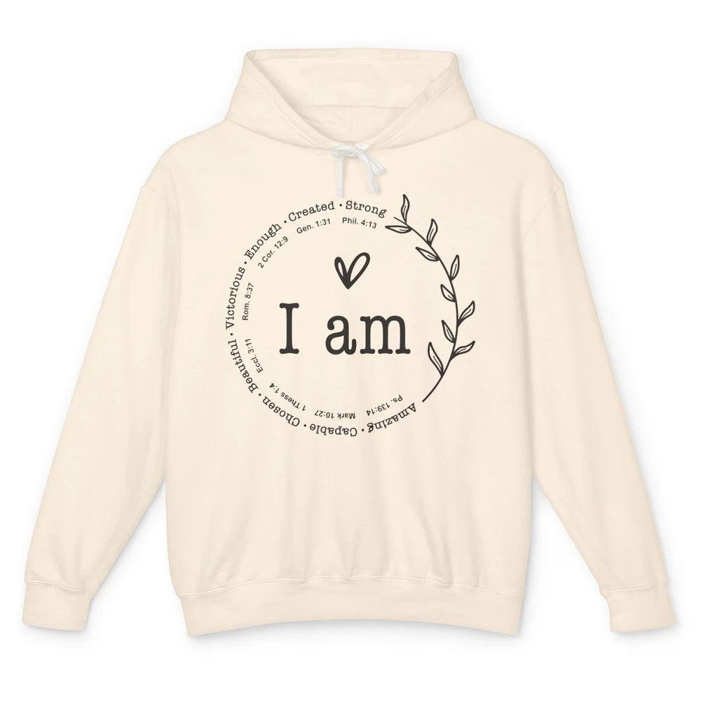 God Says I Am Bible Verse Christian Inspirational Motivation Unisex Lightweight Hoodie